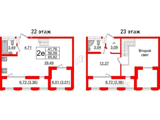 Квартира в ЖК Шепилевский, 1 комнатная, 65.82 м², 22 этаж