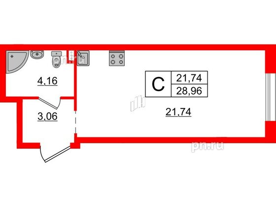 Апартаменты в ЖК ZOOM на Неве, студия, 29.36 м², 7 этаж