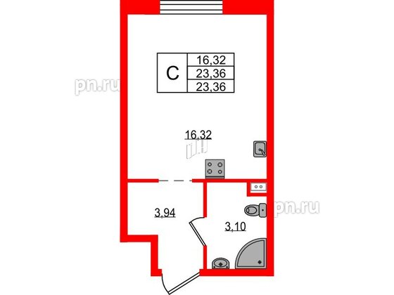 Апартаменты в ЖК ZOOM на Неве, студия, 23.36 м², 5 этаж