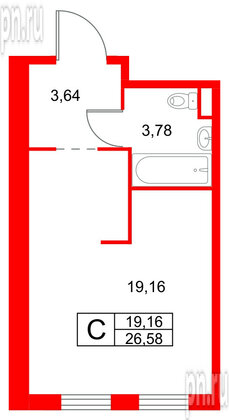 Апартаменты в ЖК ZOOM на Неве, студия, 26.58 м², 10 этаж
