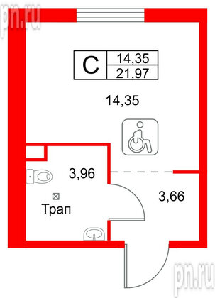 Апартаменты в ЖК ZOOM на Неве, студия, 21.97 м², 8 этаж