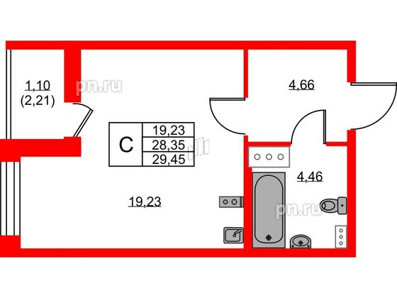 Квартира в ЖК Аквилон ZALIVE, студия, 29.45 м², 3 этаж