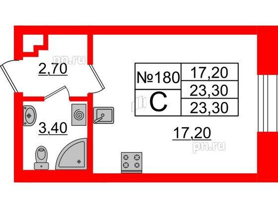 Квартира в ЖК Neva Haus, студия, 23.3 м², 8 этаж