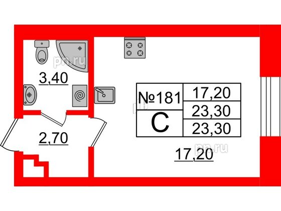 Квартира в ЖК Neva Haus, студия, 23.5 м², 8 этаж