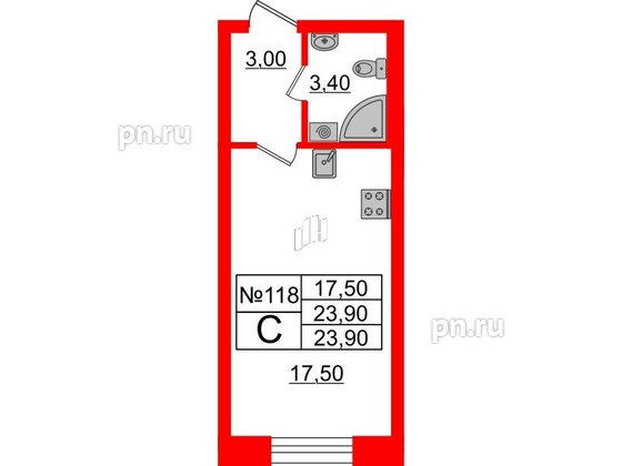 Квартира в ЖК Neva Haus, студия, 23.3 м², 8 этаж