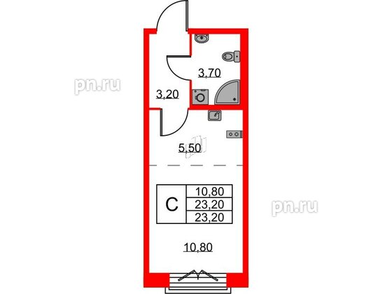 Квартира в ЖК Neva Haus, студия, 23.1 м², 8 этаж