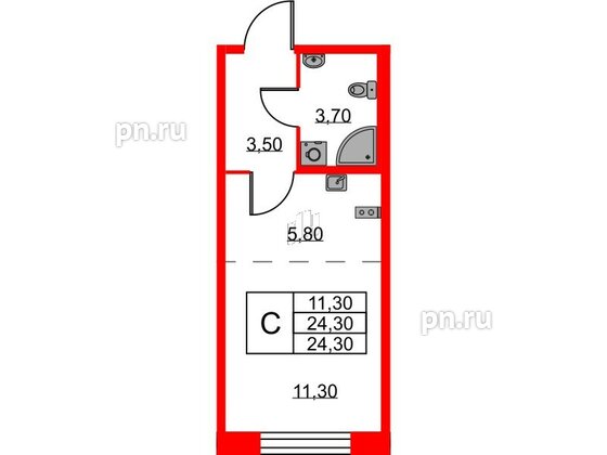 Квартира в ЖК Neva Haus, студия, 24.1 м², 7 этаж