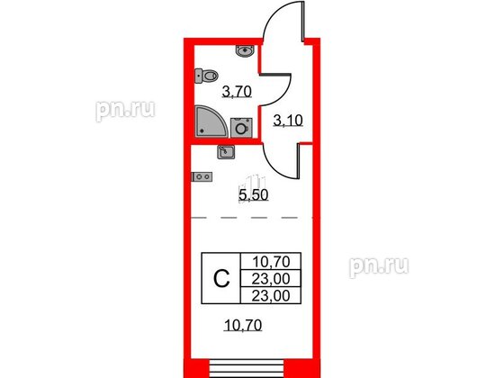 Квартира в ЖК Neva Haus, студия, 22.8 м², 8 этаж