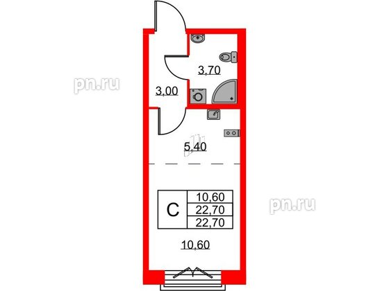 Квартира в ЖК Neva Haus, студия, 22.9 м², 8 этаж