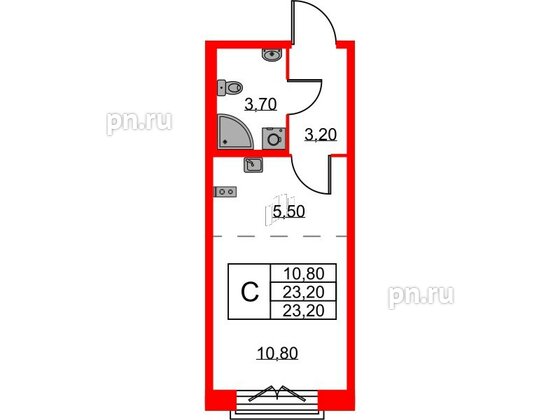 Квартира в ЖК Neva Haus, студия, 23.4 м², 7 этаж