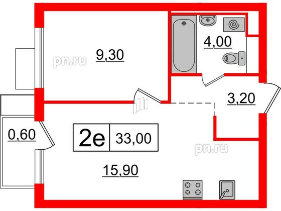 Квартира в ЖК Витебский парк, 1 комнатная, 33 м², 5 этаж