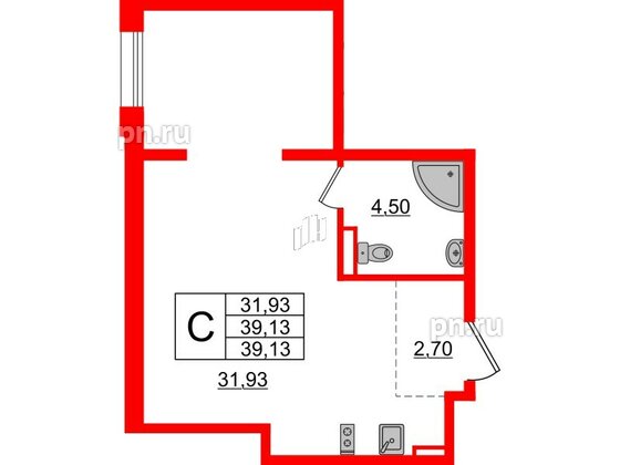 Апартаменты в ЖК ZOOM Черная речка, студия, 39.13 м², 3 этаж