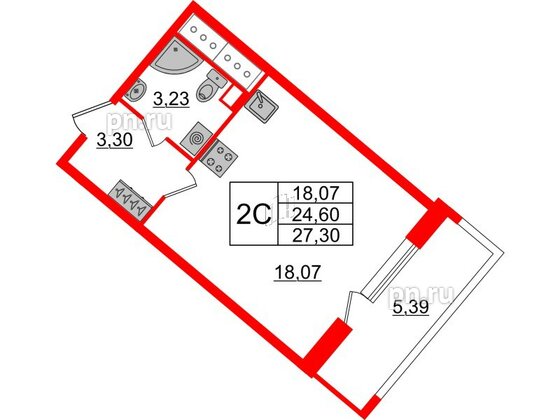 Квартира в ЖК Pulse Premier, студия, 24.6 м², 3 этаж