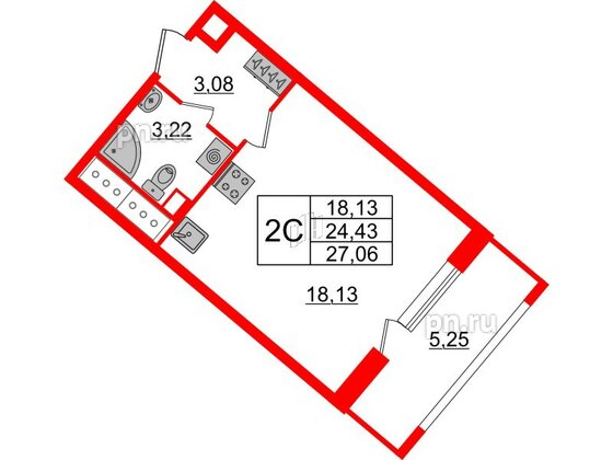 Квартира в ЖК Pulse Premier, студия, 24.43 м², 8 этаж