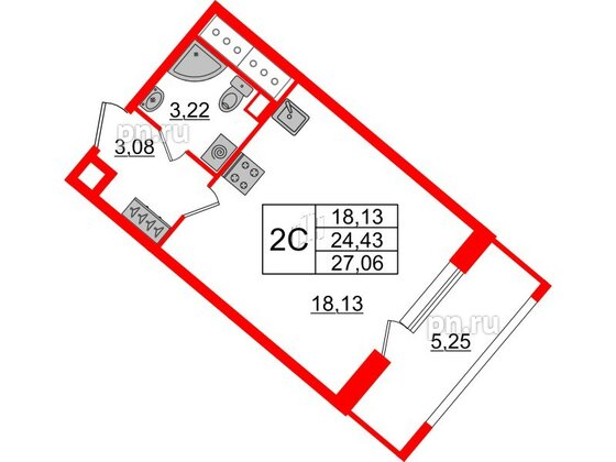 Квартира в ЖК Pulse Premier, студия, 24.43 м², 8 этаж