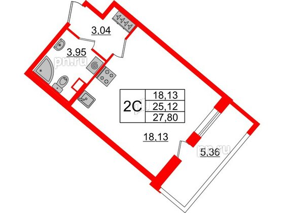 Квартира в ЖК Pulse Premier, студия, 25.12 м², 1 этаж