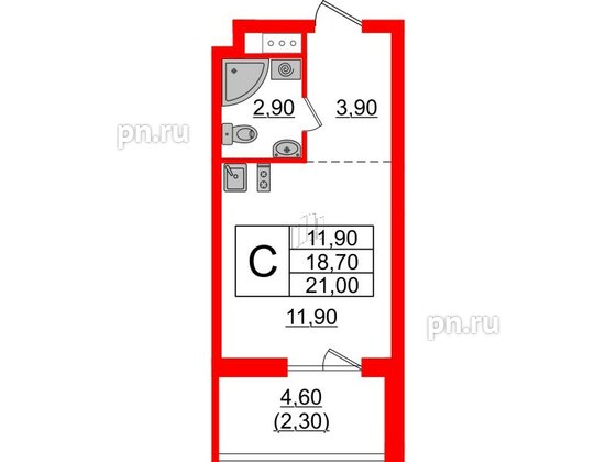 Квартира в ЖК А101 Лаголово, студия, 21 м², 3 этаж