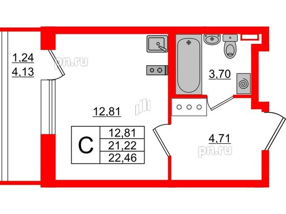 Квартира в ЖК Аквилон All in 3.0, студия, 22.46 м², 9 этаж