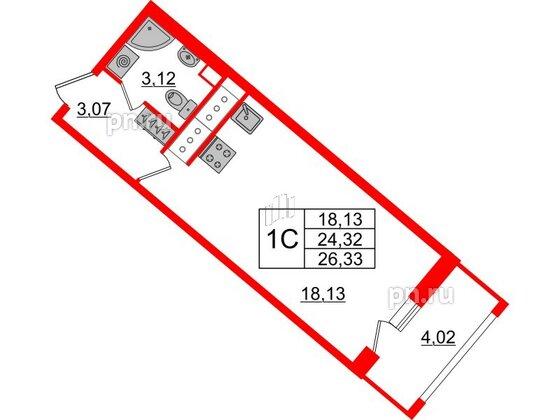 Квартира в ЖК Pulse Premier, студия, 24.32 м², 11 этаж