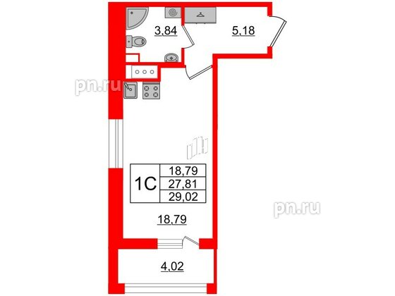 Квартира в ЖК Прайм Приморский, студия, 27.81 м², 10 этаж