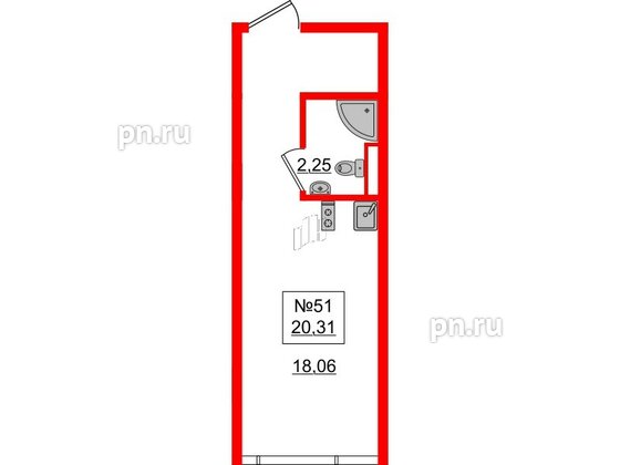 Апартаменты в ЖК «Зум Черная речка», студия, 15.72 м², 2 этаж