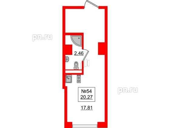 Апартаменты в ЖК «Зум Черная речка», студия, 15.45 м², 2 этаж