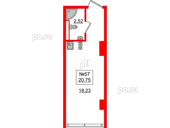 Апартаменты в ЖК «Зум Черная речка», студия, 20.5 м², 2 этаж