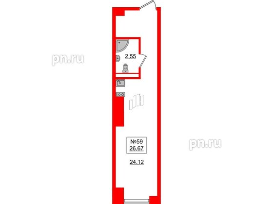 Апартаменты в ЖК «Зум Черная речка», студия, 18.56 м², 2 этаж