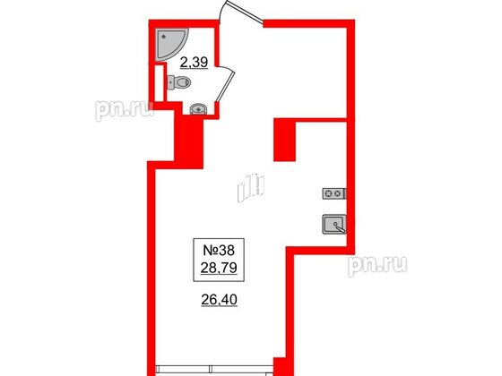 Апартаменты в ЖК «Зум Черная речка», студия, 21.8 м², 2 этаж