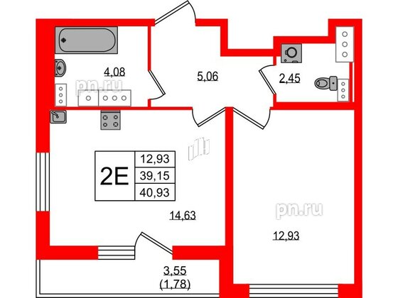 Квартира в ЖК Master Place, 1 комнатная, 40.93 м², 16 этаж