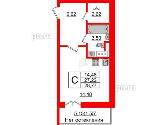 Квартира в ЖК Sertolovo Park, студия, 28.77 м², 2 этаж