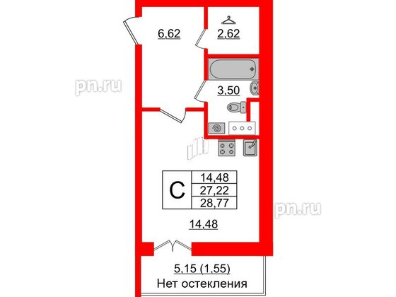 Квартира в ЖК Sertolovo Park, студия, 28.77 м², 4 этаж