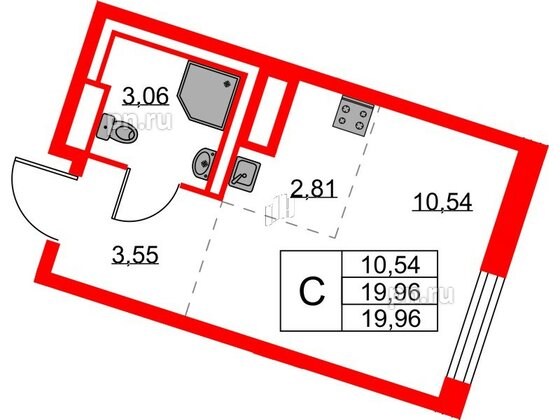 Квартира в ЖК Квартал Лаголово, студия, 19.96 м², 5 этаж