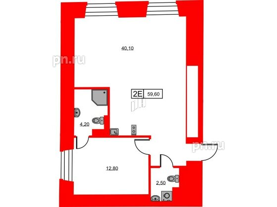 Апартаменты в ЖК Hovard Club, 1 комнатные, 59.6 м², 1 этаж