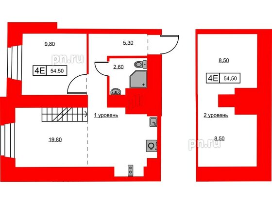 Апартаменты в ЖК Hovard Club, 1 комнатные, 55.2 м², 5 этаж