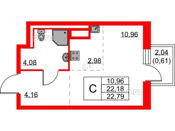 Квартира в ЖК Квартал Лаголово, студия, 22.79 м², 3 этаж