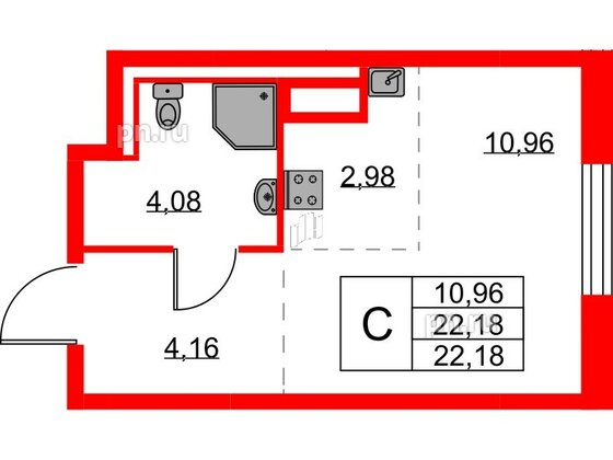 Квартира в ЖК Квартал Лаголово, студия, 22.18 м², 9 этаж