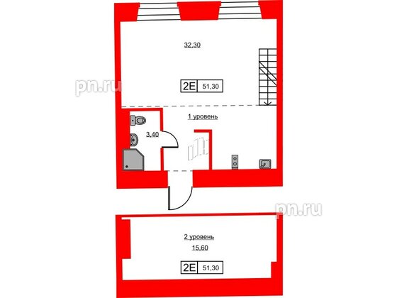 Апартаменты в ЖК Hovard Club, 1 комнатные, 50.9 м², 5 этаж