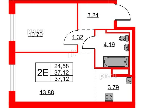 Квартира в ЖК Квартал Лаголово, 1 комнатная, 37.12 м², 8 этаж