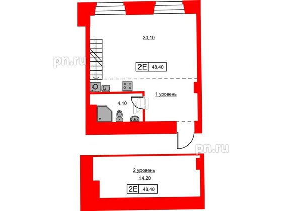 Апартаменты в ЖК Hovard Club, 1 комнатные, 48.6 м², 5 этаж