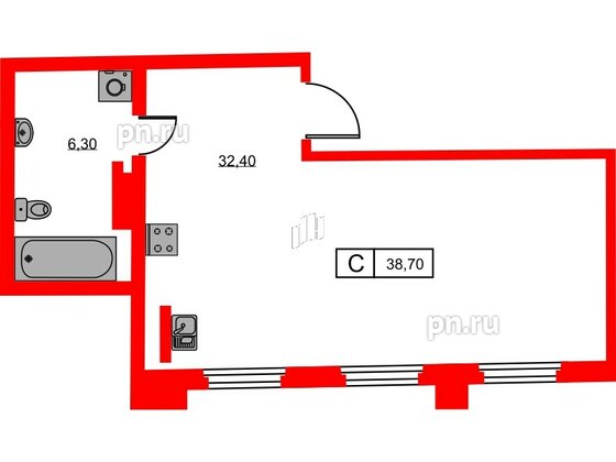 Апартаменты в ЖК Hovard Club, 1 комнатные, 39.5 м², 6 этаж