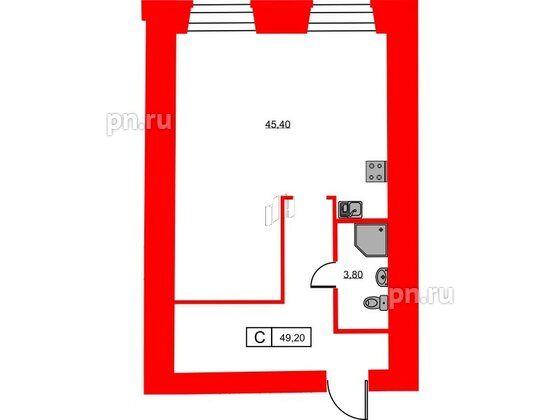 Апартаменты в ЖК Hovard Club, студия, 46.5 м², 1 этаж