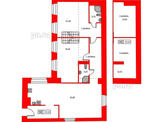 Апартаменты в ЖК Hovard Club, 2 комнатные, 129.2 м², 5 этаж