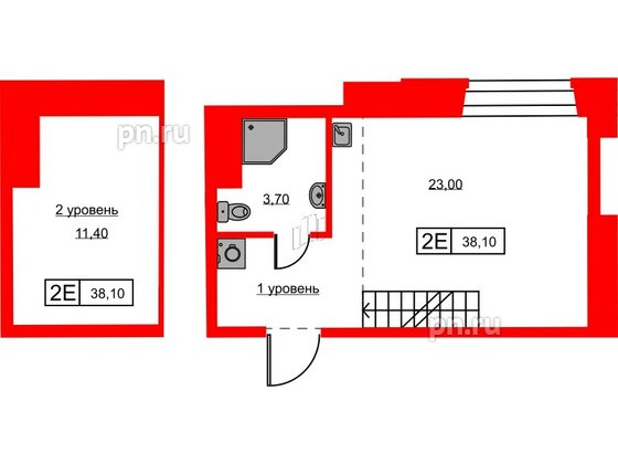 Апартаменты в ЖК Hovard Club, 1 комнатные, 41.9 м², 5 этаж