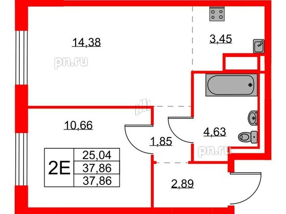 Квартира в ЖК Квартал Лаголово, 1 комнатная, 34.41 м², 8 этаж