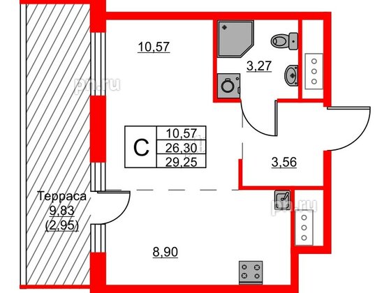 Квартира в ЖК Glorax Балтийская, студия, 29.25 м², 8 этаж