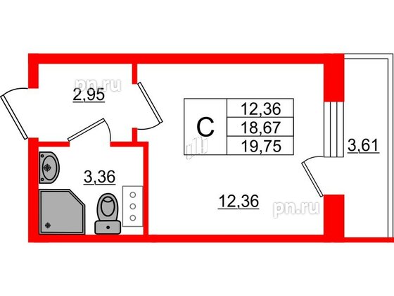 Квартира в ЖК Верево Сити, студия, 19.75 м², 4 этаж