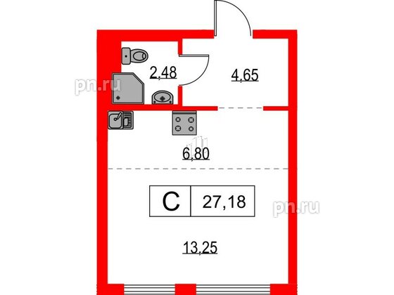 Квартира в ЖК Таллинский парк, студия, 27.18 м², 5 этаж