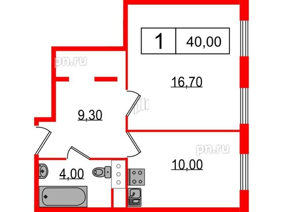 Апартаменты в ЖК Начало Апарт отель у воды, 1 комнатные, 40 м², 5 этаж