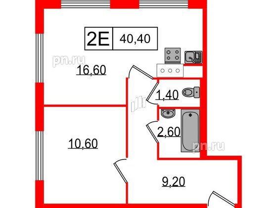 Апартаменты в ЖК Апарт-отель «Начало», 1 комнатные, 40.4 м², 10 этаж